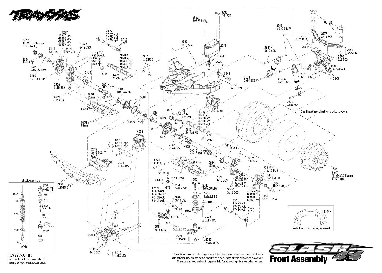 Slash 4X4 (68054-1) Front Assembly Exploded View Slash 4X4 (68054-1) Front Assembly Exploded View